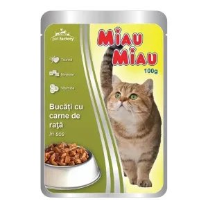 Miau Miau Nedves Macskaeledel – Kacsa, ADULT (100g)