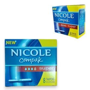 Nicole Compak Super Applikátoros Tampon – Kompakt védelem az aktív napokra (8 db)