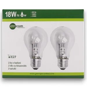 Green Power Deal Halogén Izzó Szett – E27, 18W (25W), 2 db/csomag