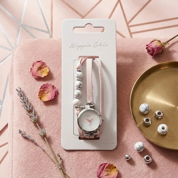 Hippie Chic Painted Rosé Karóra – Silver / Nude Pink