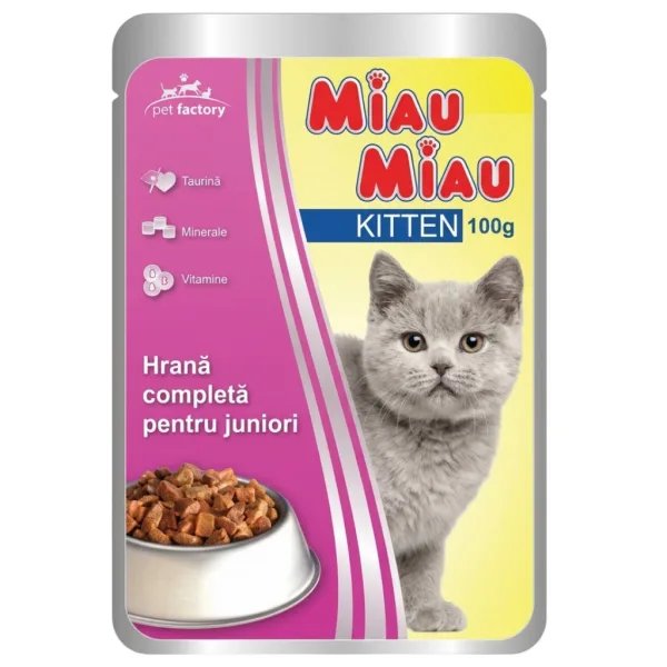 Miau Miau JUNIOR Nedves Macskaeledel – Csirke (100g)