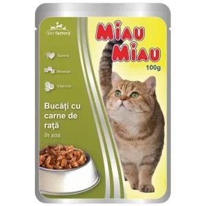 Miau Miau Nedves Macskaeledel – Kacsa, ADULT (100g)