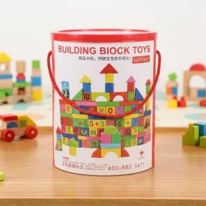 Fa Építőkocka Szett Vödörben – 103 db No.5411