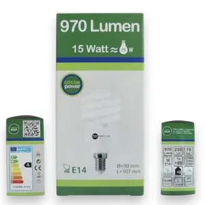 Green Power Energiatakarékos Spirál Izzó – E14, 15W (75W)