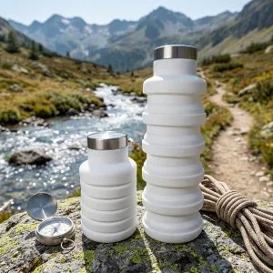 DevaCurl Összehajtható Szilikon Kulacs és Utazópalack – 200 ml / 500 ml