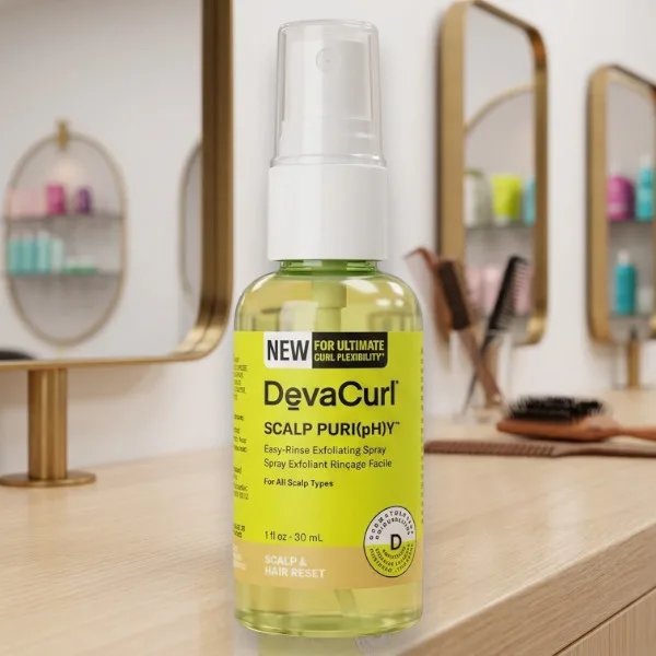 DevaCurl Scalp Puri(pH)y Könnyen Kiöblíthető Hámlasztó Spray Fejbőrre – 30 ml (1 fl. oz.)