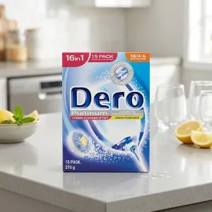 Dero Platinum Lemon Fragrance Automata Mosogatógép Tabletta – 15 db (270 g)